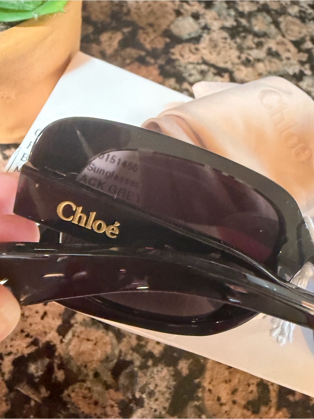 Chloé Rectangular Sunglasses Black Grey NWT $500 Retail Authentic - Picture 7 of 7